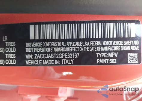 2016 Jeep Renegade Latitude z USA, uszkodzony, nr VIN ZACCJABT2GPE33167